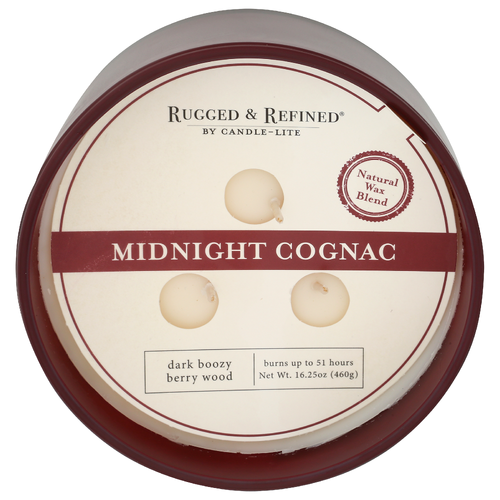 RUGGED & REFINED Midnight Cognac 3 Wick Candle - 16.25 Ounce