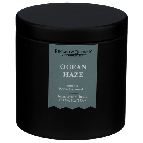 RUGGED & REFINED Ocean Haze Candle In Black Tin - 9 Ounce
