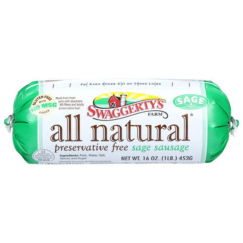 SWAGGERTY'S FARM Sage Roll All Natural Premium Pork Sausage - 16 Ounce
