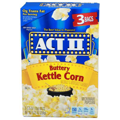 Act II Buttery Kettle Corn Microwave Popcorn - 2.75 Ounce - 3 Count