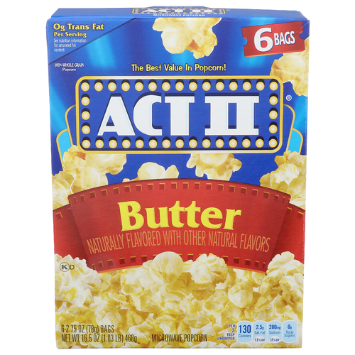 Act II Butter Microwave Popcorn - 2.75 Ounce - 6 Count