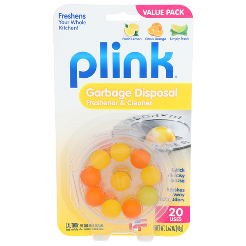 Plink Fresh Lemon Citrus Orange Simply Garbage Disposal Freshener & Cleaner - 0.081 Ounce - 20 Count