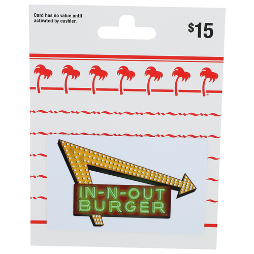 In-N-Out Burger $15 Giftcard $15 - 1 Each
