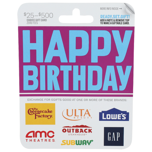 Giftcards Birthday $25-$500 Gift Card $25-$500 - 1 Each