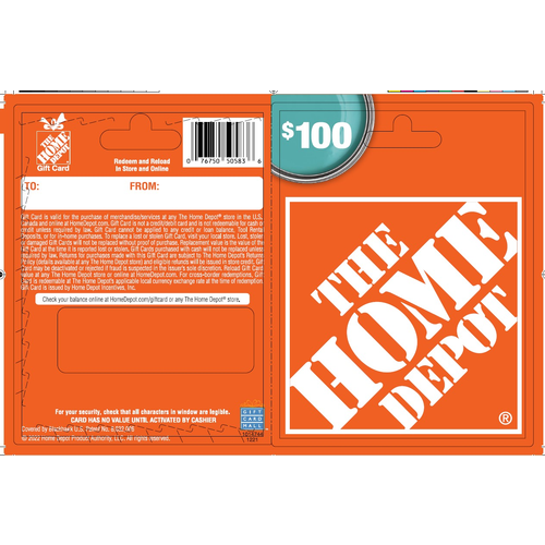 Home Depot $100 - 1 Each