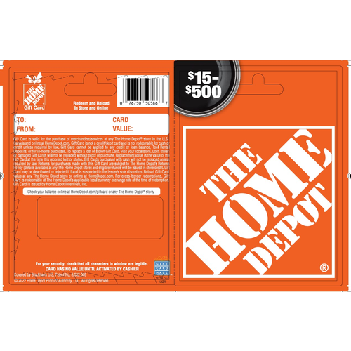 Home Depot $15-500 - 1 Each