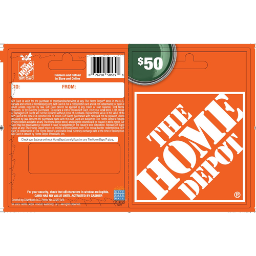 Home Depot $50 - 1 Each