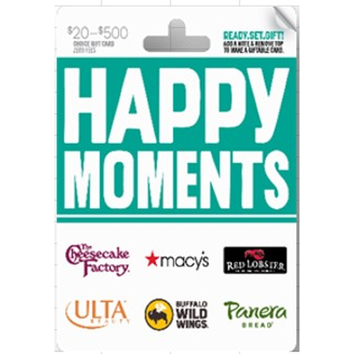 Original Content Private Label $20-500 Happy Moments Gift Card - 1 Each