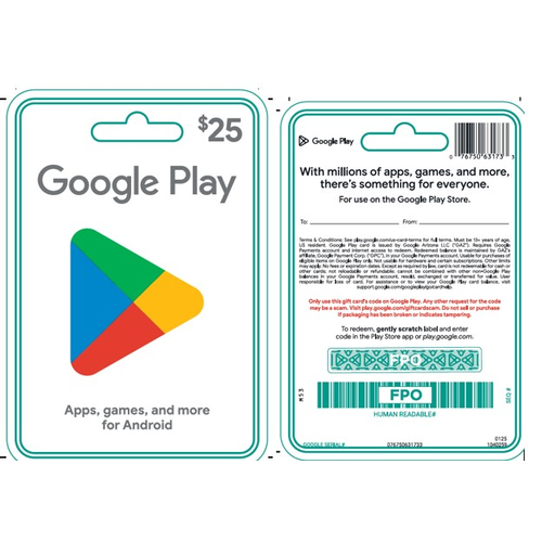 Google Us $25 Play - 1 Each