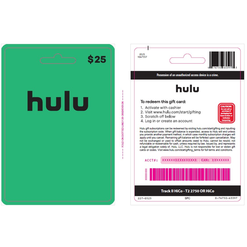 Hulu $25 - 1 Each