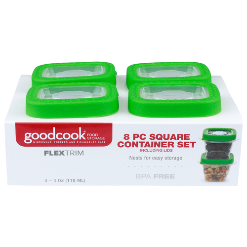 Goodcook Food Storage Flextrim Square Container Set - 4 Ounce
