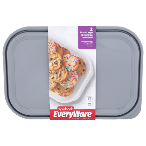 Goodcook Everyware Extra-Large Rectangles Containers + Lids - 1.1 Gallon - 2 Count