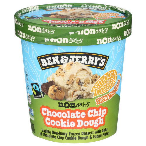 BEN & JERRY'S Vanilla Chocolate Chip Cookie Dough Non-Dairy Ice Cream Frozen Dessert With Gobs Of Dough & Fudge Flakes - 1 Pint