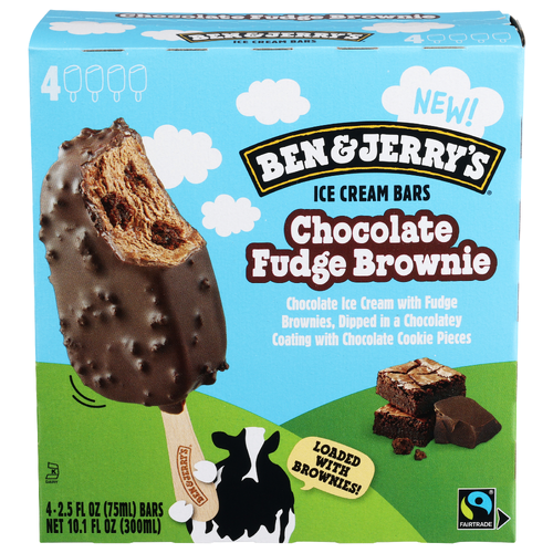 BEN & JERRY'S Chocolate Fudge Brownie Ice Cream Bars - 2.525 Fluid Ounce - 4 Count Image 1 of 4