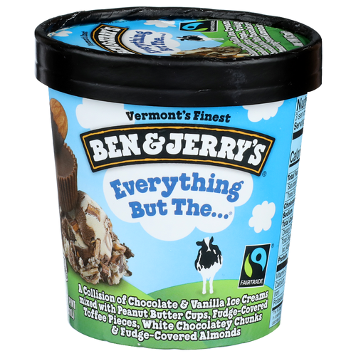 Ben & Jerry's a Collision Of Chocolate & Vanilla Ice Creams Mixed With Peanut Butter Cups, Fudge-Covered Toffee Pieces, White Chocolatey Chunks & Fudge-covered Almonds Cream - 1 Pint