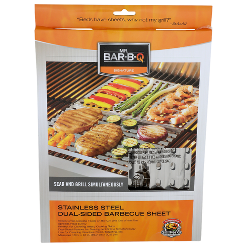 Mr. Bar-B-Q Signature Stainless Steel Dual-Sided Barbecue Sheet - 1 Each