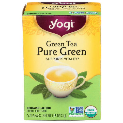 Yogitea Pure Green Tea - 0.068 Ounce - 16 Count