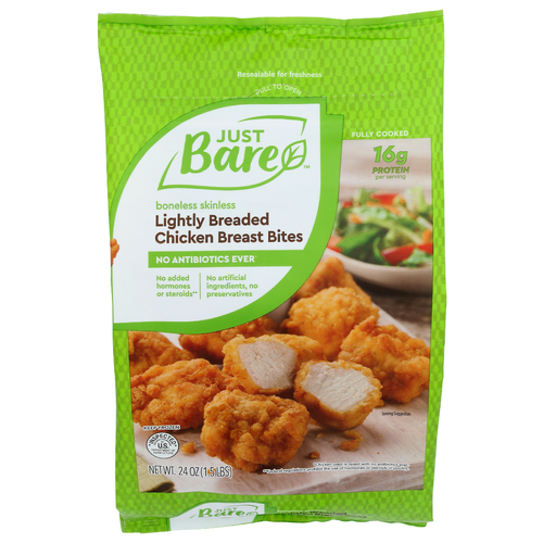 JUST BARE Lightly Breaded Breast Bite - 24 Ounce
