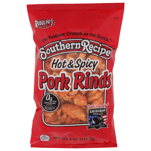 Rudolph's Southern Recipe Hot & Spicy Pork Rinds - 4 Ounce