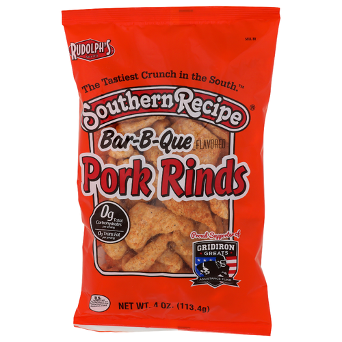 Rudolph's Southern Recipe Bar-B-Que Flavored Pork Rinds - 4 Ounce