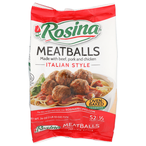 Rosina Made With Beef, Pork And Chicken Italian Style Meatballs - 26 Ounce