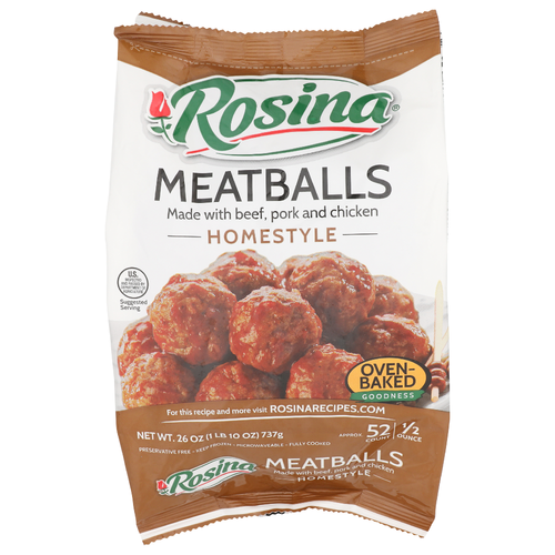 Rosina Made With Beef, Pork And Chicken Homestyle Meatballs - 26 Ounce