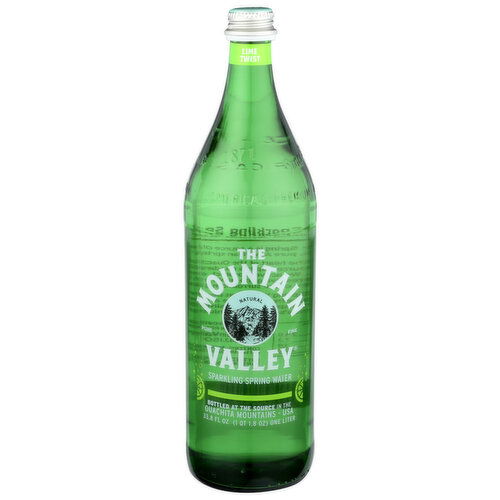 The Mountain Valley Spring Water Lime Twist Sparkling 1L Glass Flavored Bottled - 33.8 Fluid Ounce