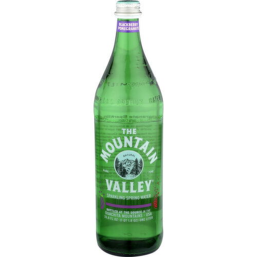 MOUNTAIN VALLEY SPRING WATER Blackberry Pomegranate 1l Glass Flavored Sparkling Bottled - 33.8 Fluid Ounce