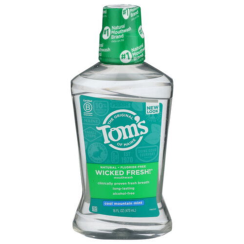 TOM's Of Maine Cool Mountain Mint Wicked Fresh! Fluoride-Free Mouthwash - 16 Fluid Ounce