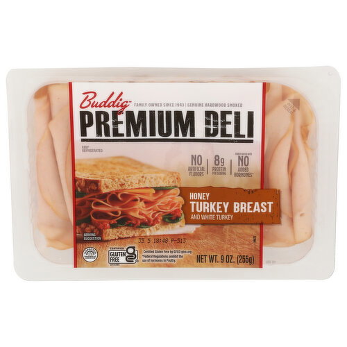 Carl Buddig Premium Deli Honey Turkey Breast And White - 9 Ounce Image 1 of 4