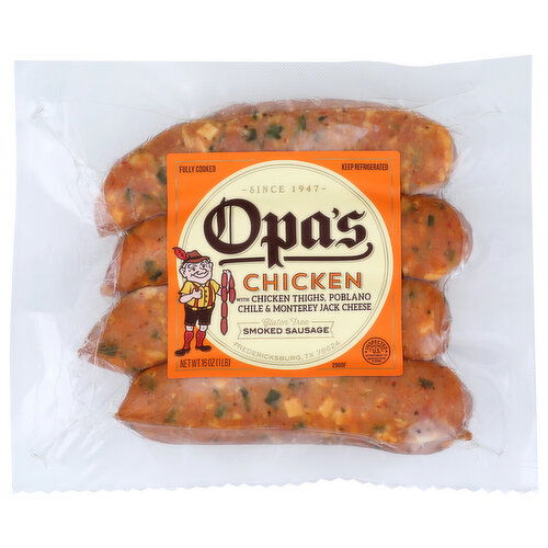 Opa's Smoked Sausage, Chicken - 16 Ounce