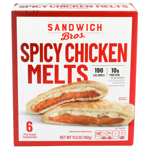 Sandwich Bros. Spicy Chicken Melts Pita Snack Sandwiches - 2.6 Ounce - 6 Count