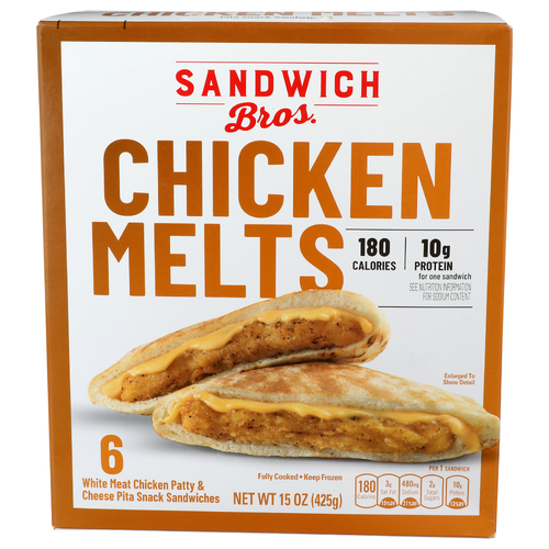 Sandwich Bros. Chicken Melts Pita Snack Sandwiches - 2.5 Ounce - 6 Count