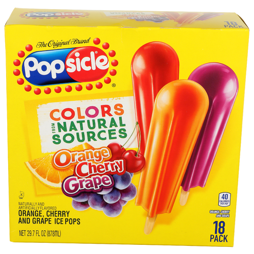 Popsicle Orange, Cherry And Grape Ice Pops - 1.65 Fluid Ounce - 18 Count