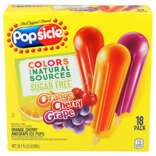 Popsicle Orange, Cherry And Grape Ice Pops - 1.65 Fluid Ounce - 18 Count