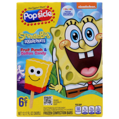 Popsicle Confections Spongebob Facepiece - 2.028 Fluid Ounce - 6 Count