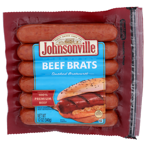 Johnsonville Smoked Bratwurst Beef Brats - 12 Ounce