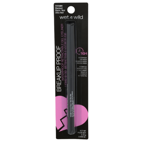 Wet N Wild 1111491 Blackest Black Breakup Proof Waterproof Retractable Gel Eyeliner - 0.01 Ounce