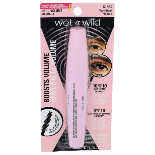 Wet N Wild C156a Very Black Mega Volume Mascara - 6 Fluid Ounce