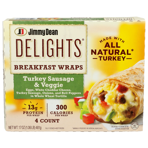 Jimmy Dean Delights Breakfast Wraps Turkey Sausage & Veggie - 4.25 Ounce - 4 Count