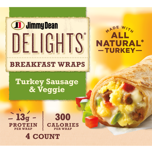 Jimmy Dean Delights Turkey Sausage & Veggies Breakfast Wrap - 4.25 Ounce - 4 Count Image 1 of 4