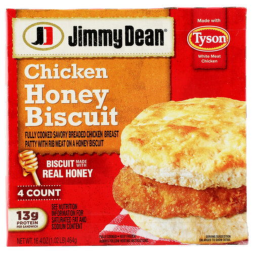 Jimmy Dean Biscuit, Chicken Honey - 4.1 Ounce - 4 Count