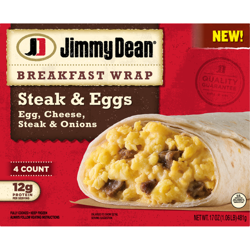 Jimmy Dean Frozen Steak & Eggs Breakfast Wraps - 17 Ounce