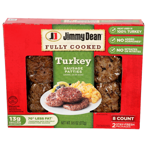 Jimmy Dean Turkey Sausage Patties Fully Cooked - 1.2 Ounce - 8 Count