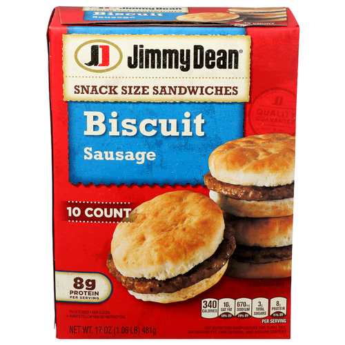 Jimmy Dean Biscuit Sausage Snack Size Sandwiches - 1.7 Ounce - 10 Count