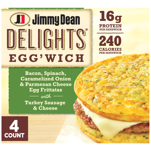 Jimmy Dean Delights Egg'wich Breakfast Sandwiches With Bacon, Spinach, Caramelized Onions - 4.1 Ounce - 4 Count Image 1 of 4