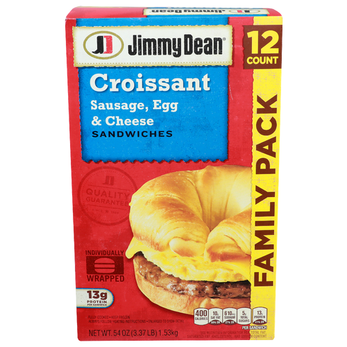 Jimmy Dean Croissant Sausage, Egg & Cheese Sandwiches - 4.5 Ounce - 12 Count