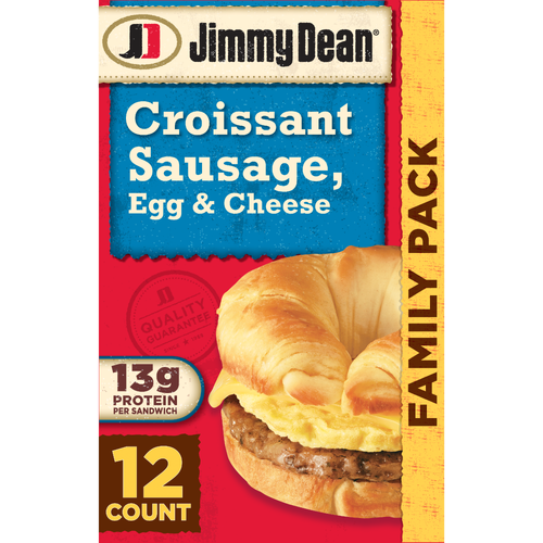 Jimmy Dean Croissant Breakfast Sandwiches With Sausage, Egg, And Cheese, Frozen - 54 Ounce Image 1 of 4