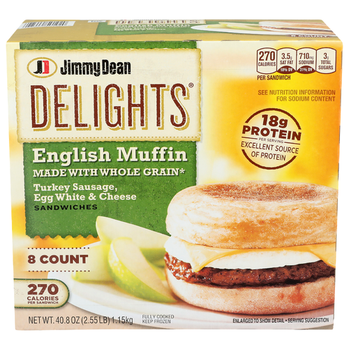 Jimmy Dean Delights English Muffin Sandwiches - 5.1 Ounce - 8 Count