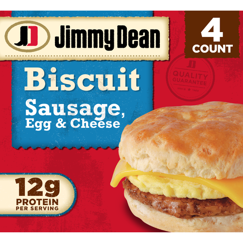 Jimmy Dean Biscuit Breakfast Sandwiches With Sausage, Egg, And Cheese, Frozen - 4 Count Image 1 of 4